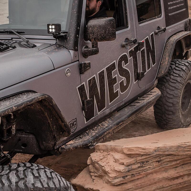 Westin/Snyper 07-17 Jeep Wrangler Unlimited Triple Tube Rock Rail Steps - Textured Black Body Armor & Rock Rails Westin