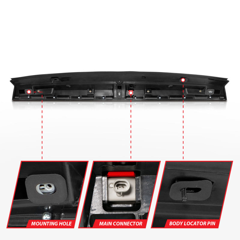 ANZO 2007-2014 Chevrolet Suburban 1500 LED 3rd Brake Light Black Housing Red Lens w/ Spoiler 1pc Lights Corner ANZO