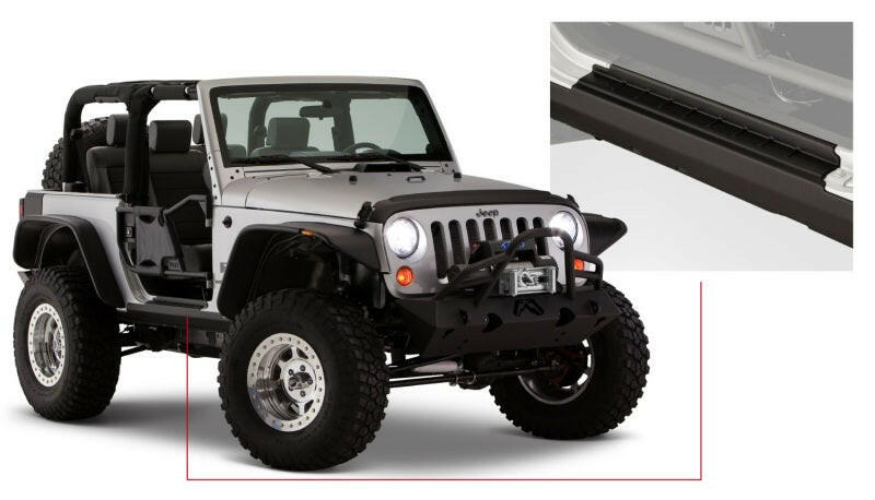 Bushwacker 07-18 Jeep Wrangler Trail Armor Rocker Panel and Sill Plate Cover - Black Body Armor & Rock Rails Bushwacker