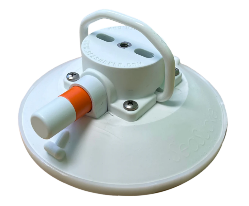 SeaSucker 6in. SeaSucker w/Flat-Top Stainless Steel D-Ring - White Mounts - Hooks/Handles/Utility SeaSucker