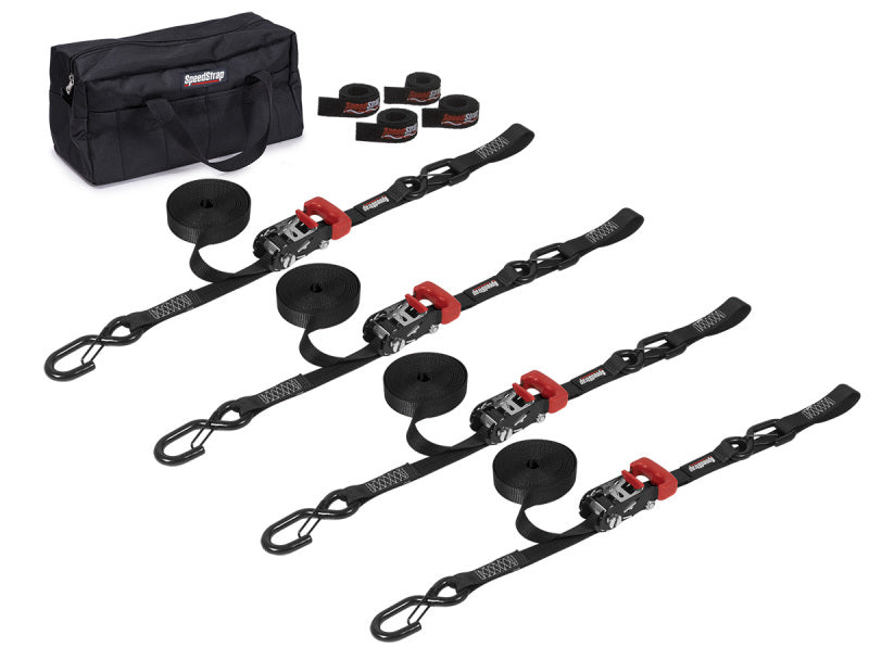 SpeedStrap 1In Heavy Duty Motorcycle/ATV Tie-Down Kit - Black Cargo Tie-Downs SpeedStrap