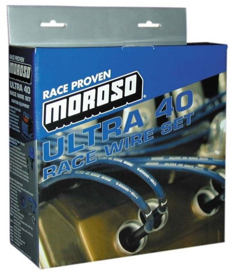 Moroso Ford 302 Ignition Wire Set - Ultra 40 - Sleeved - Non-HEI - 135 Degree - Blue Spark Plug Wire Sets Moroso