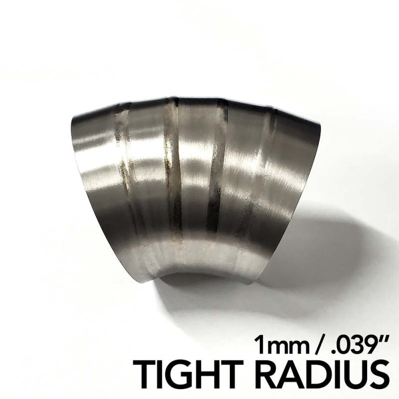 Ticon Industries 3in Dia 1.14D Tight Radius 45Deg Bend 1mm/.039in Pre Welded Titanium Pie Cut - 5pk Titanium Tubing Ticon