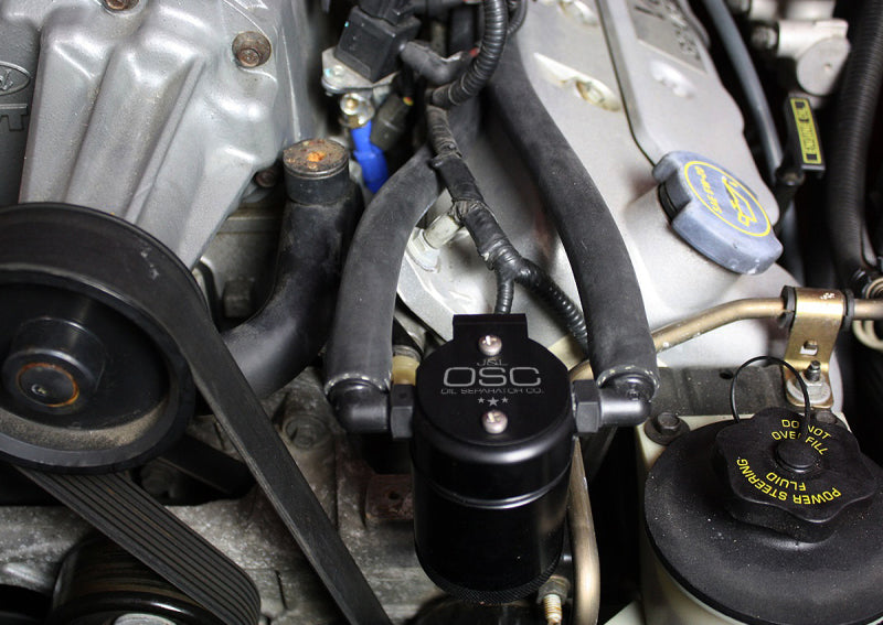 J&L 99-04 Ford Mustang SVT Cobra Driver Side Oil Separator 3.0 - Black Anodized Oil Separators J&L