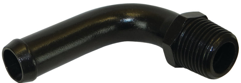 Moroso Streamline Air/Oil Separator Fitting - 3/8in to 1/2in Hose - 90 Degree - Black - Single Fittings Moroso