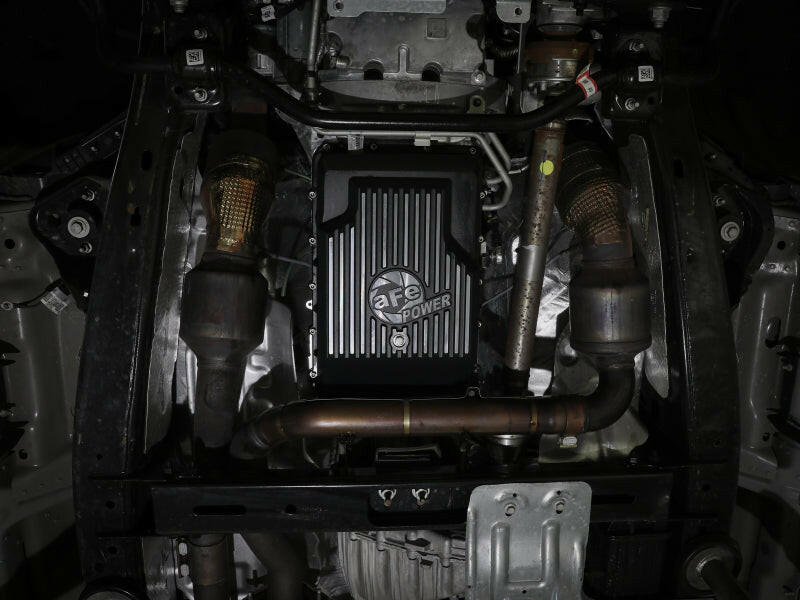 aFe 17-24 Ford F-150 10R60/10R80 Pro Series Rear Transmission Pan Black w/ Machined Fins Diff Covers aFe