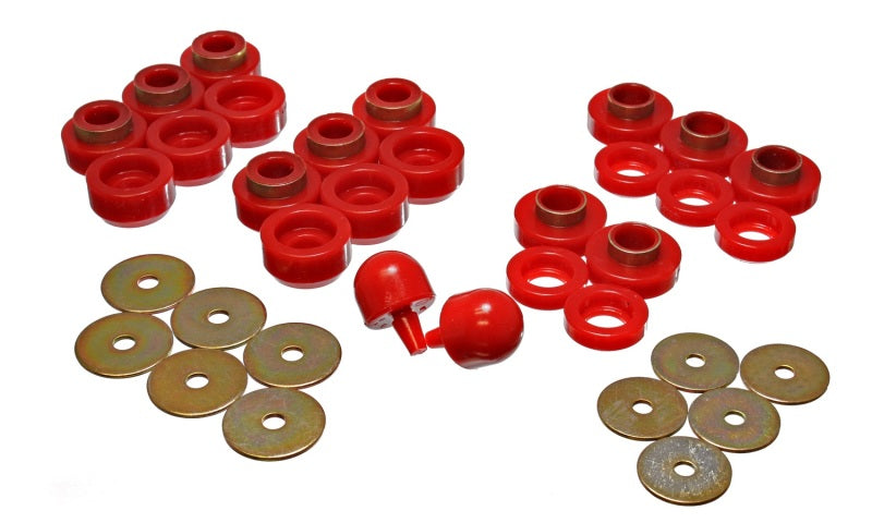 Energy Suspension 97-06 Jeep Wrangler YJ & TJ Red Body(cab) Mount Set Bushing Kits Energy Suspension