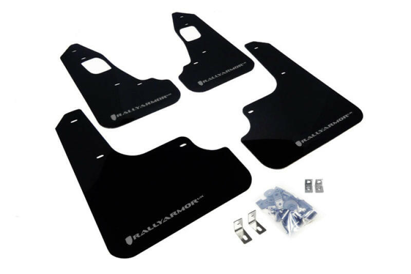 Rally Armor 08-17 Mitsubishi EVO X Black UR Mud Flap w/ Silver Logo Mud Flaps Rally Armor