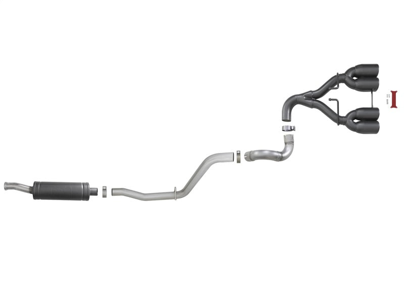 aFe Rebel Series 2.5in. 304 SS C/B Exhaust System 2018 Jeep Wrangler (JL) V6-3.6L - Black Tip Catback aFe