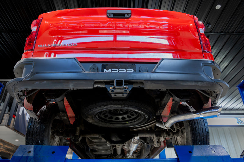 MBRP 19-24 GM 1500 Silverado/Sierra 2.7L T304 SS 3in Cat-Back w/ Single Side 4in Dual Wall Tip Axle Back MBRP