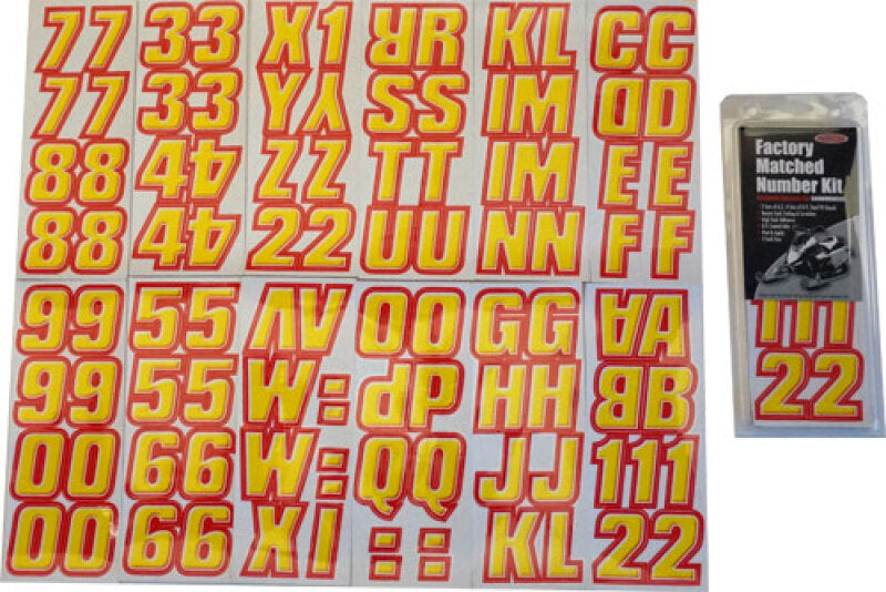 Hardline Snowmobile Lettering Registration Kit 2 in. - 500 Yellow/Red Stickers/Decals/Banners Hardline