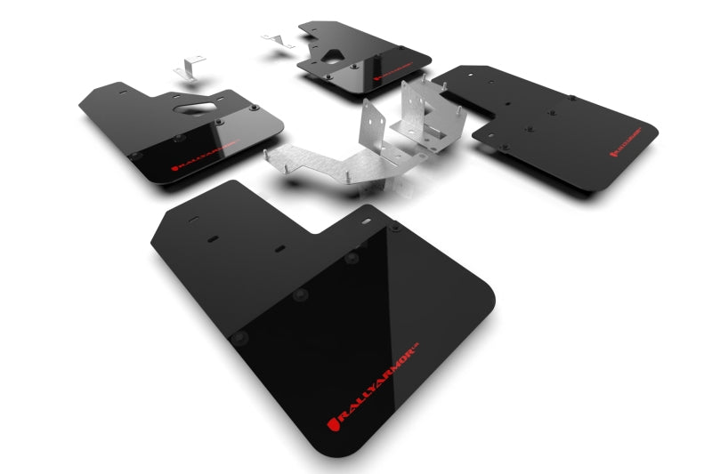 Rally Armor 21-25 Ford Bronco (Plstc Bmpr + RR - NO Rptr/Sprt) Blk Mud Flap w/Red Logo Mud Flaps Rally Armor