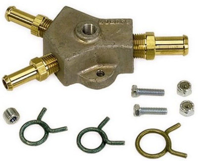 Moroso Universal Fuel Block Kit - 1/2in Hose Inlet w/Two 1/2in Hose Outlets Fuel Components Misc Moroso