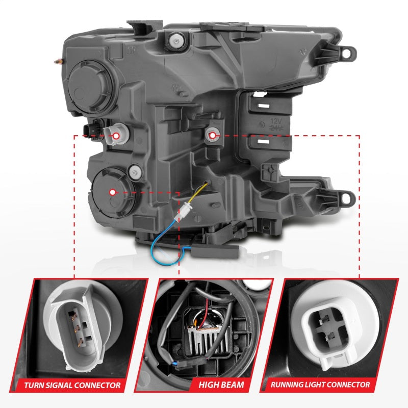 ANZO 18-20 Ford F-150 Full Led Projector Smoke Bar Style Headlights Black Amber Headlights ANZO