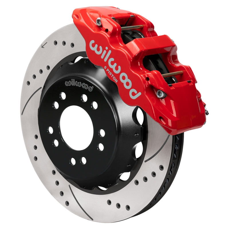 Wilwood Ford Mustang II Ford Aero6 Front Brake Kit w/ 14.00in Drilled & Slotted Rotor - Red Big Brake Kits Wilwood