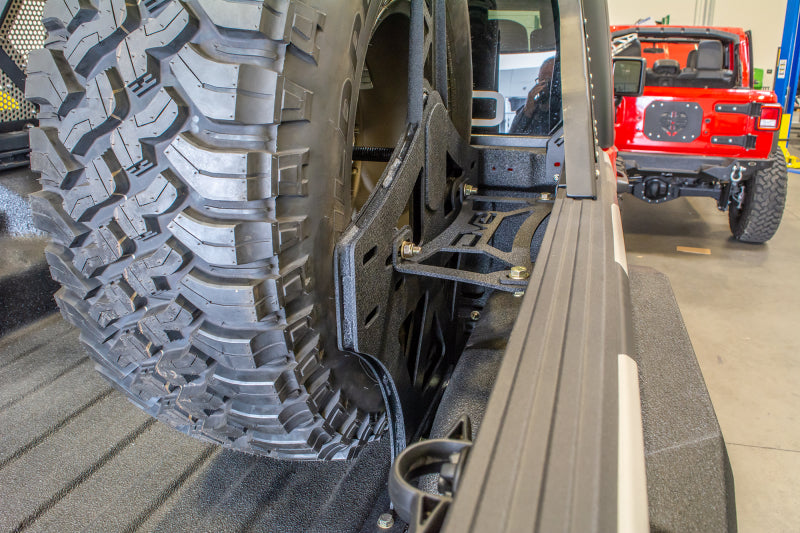 DV8 Offroad 2019+ Jeep Gladiator Universal Stand Up In-Bed Tire Carrier Chase Racks DV8 Offroad