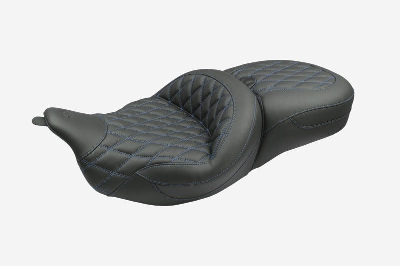 Mustang 08-25 Harley FL Touring Rd King Sp, Rd Glide Ltd, Dble Diamond Super Touring - Black/SB Two-Piece Motorcycle Seats Mustang Motorcycle