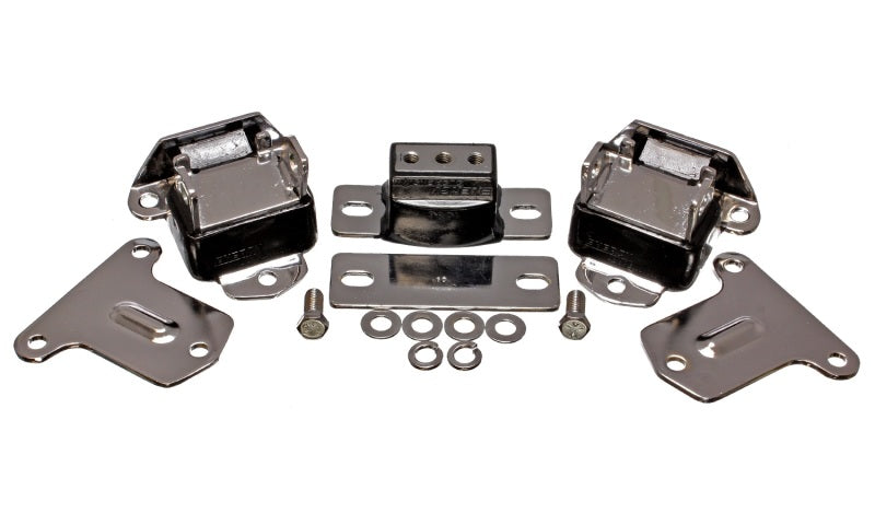 Energy Suspension 69-71 Camaro / 70-73 Monte Carlo Blk Motor and Transmission Mounts; Chrome Finish Bushing Kits Energy Suspension