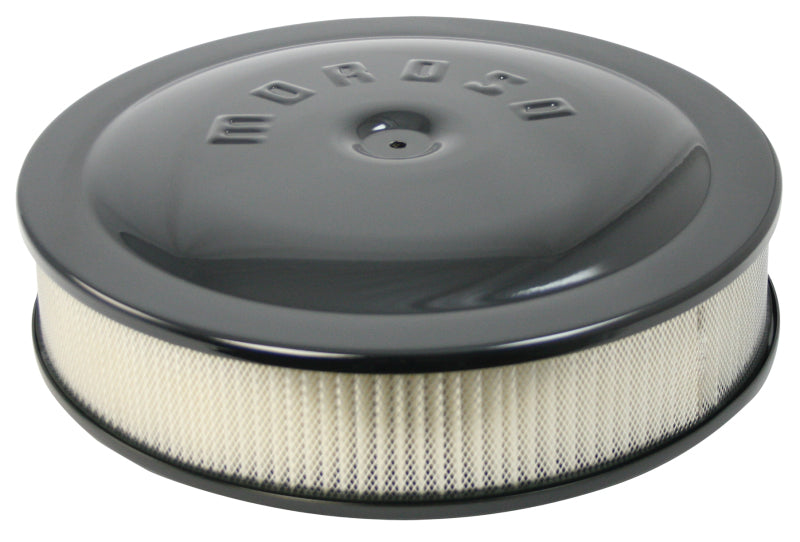 Moroso Racing Air Cleaner - 14in x 3in Filter - Raised Bottom - Aluminum - Black Powder Coat Fuel Filters Moroso