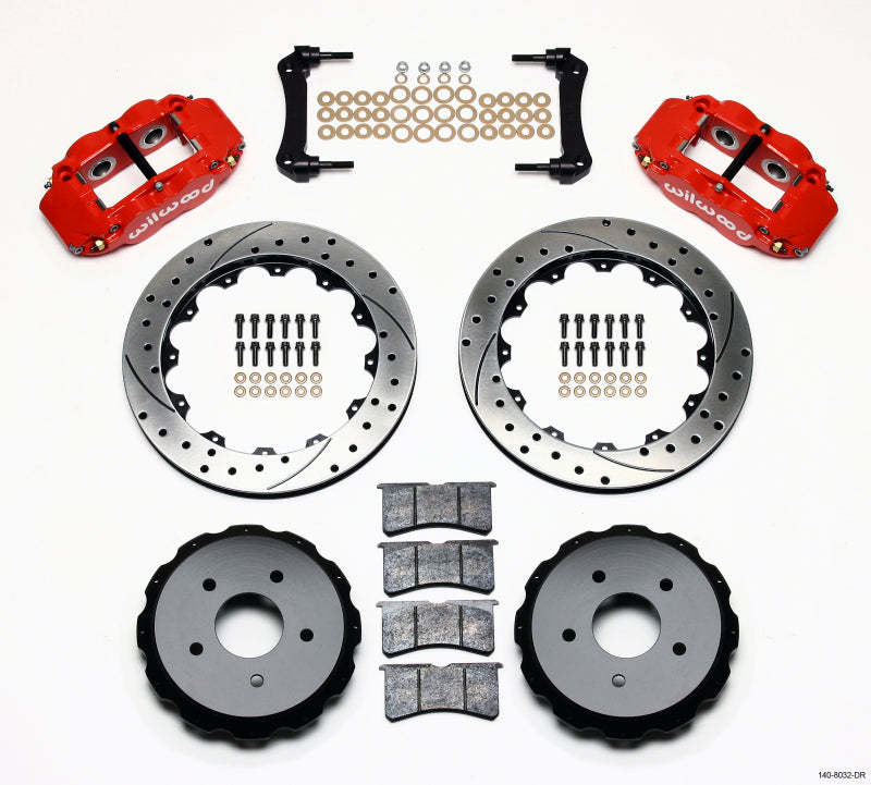 Wilwood Narrow Superlite 4R Rear Kit 12.88in Drilled Red 97-04 Corvette C5/Z06 Big Brake Kits Wilwood