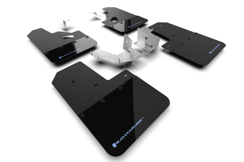 Rally Armor 21-25 Ford Bronco (Plstc Bmpr + RR - NO Rptr/Sprt) Blk Mud Flap w/Area Blue Logo Mud Flaps Rally Armor