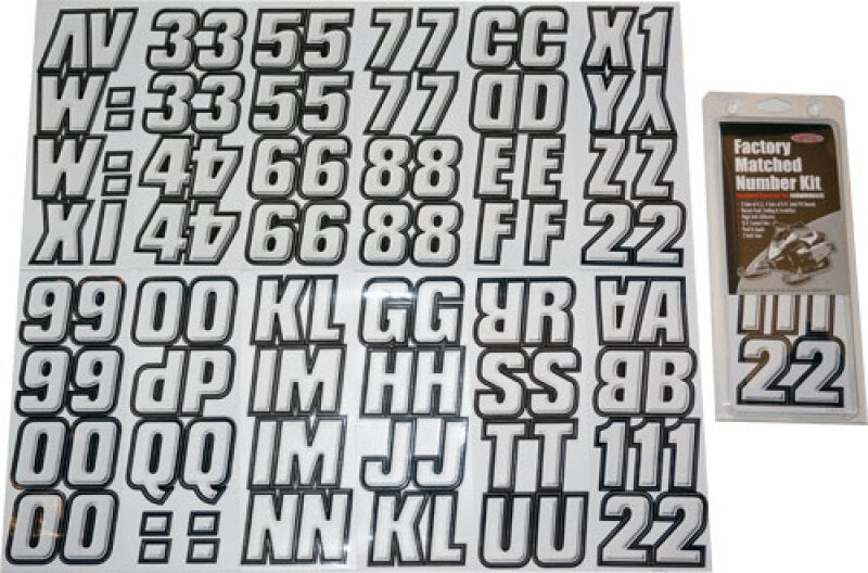 Hardline Snowmobile Lettering Registration Kit 2 in. - 500 White /Black Stickers/Decals/Banners Hardline