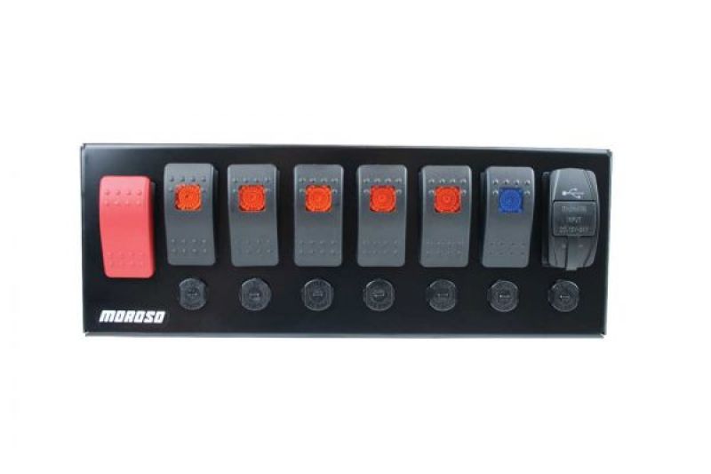 Moroso Switch Panel Rocker LED w/USB & Breakers Roll Cage Switch Panels Moroso