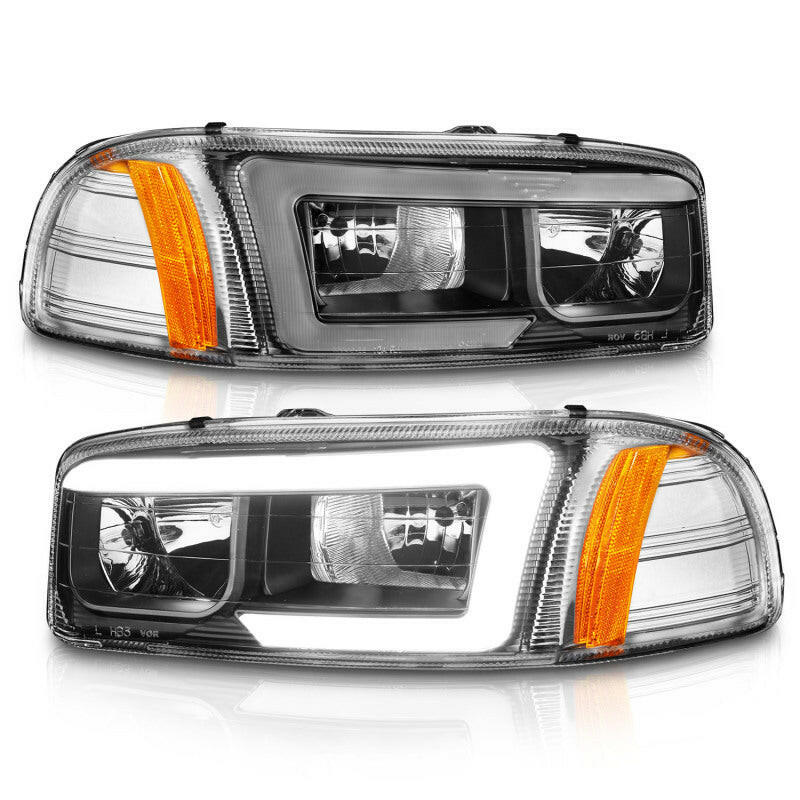 ANZO 99-17 GMC Sierra/Denali Headlights Black Amber (w/C Light Bars) Headlights ANZO