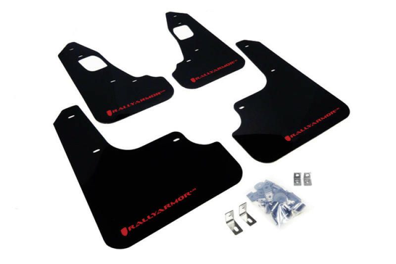 Rally Armor 08-17 Mitsubishi EVO X Black UR Mud Flap w/ Red Logo Mud Flaps Rally Armor