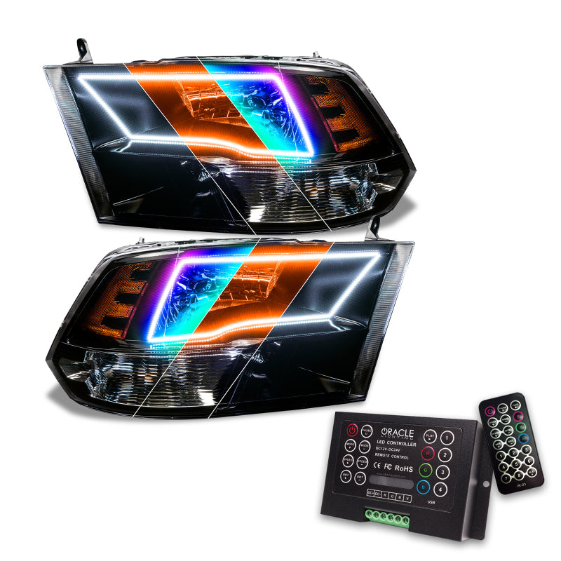 Oracle Lighting 09-18 RAM 1500 Sport Halo Headlights - Blk Housing w/2.0 Controller Headlights ORACLE Lighting