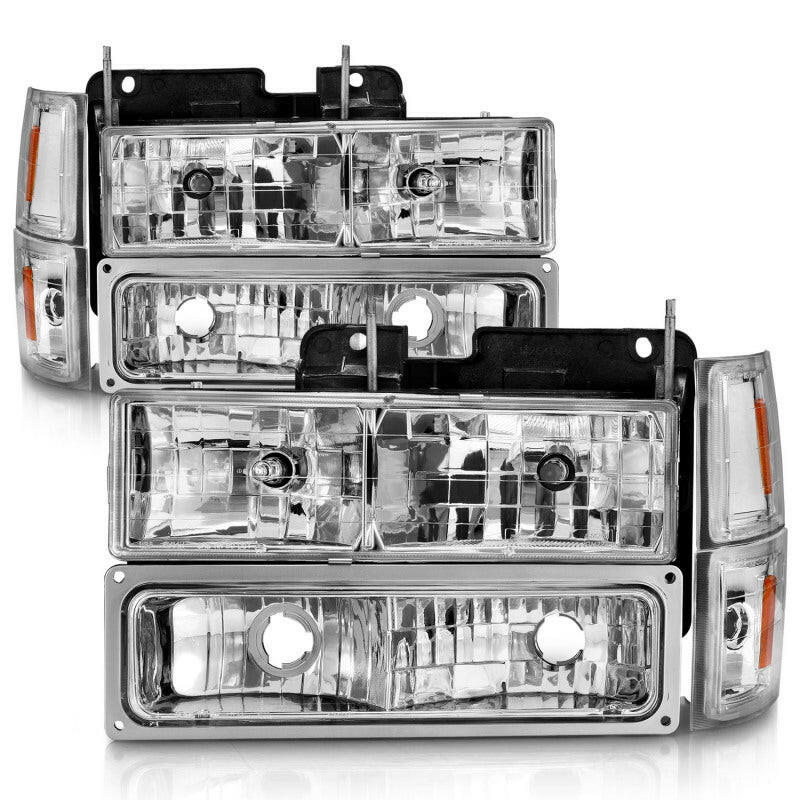 ANZO 88-98 Chevrolet C1500 Crystal Headlights Chrome w/ Signal and Side Marker Lights Headlights ANZO