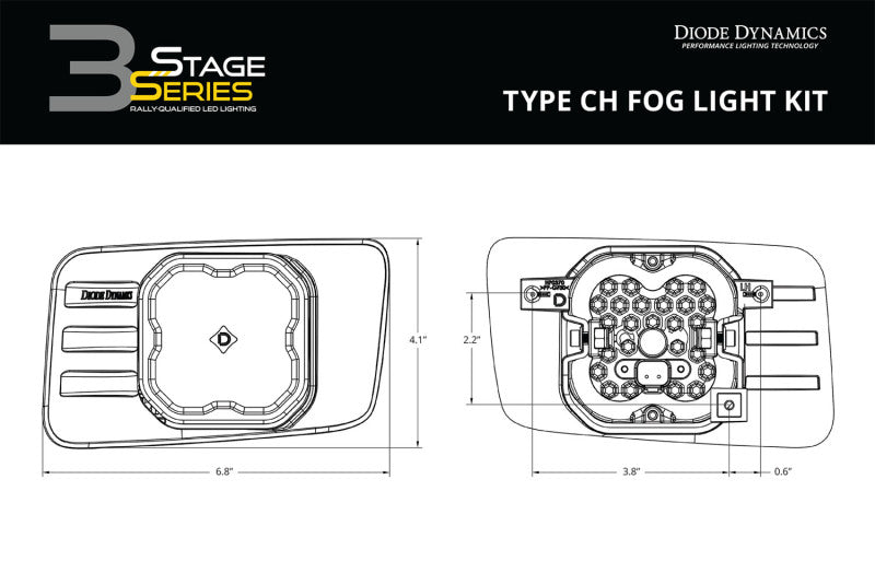 Diode Dynamics SS3 Type CH LED Fog Light Kit Max ABL - Yellow SAE Fog Fog Lights Diode Dynamics