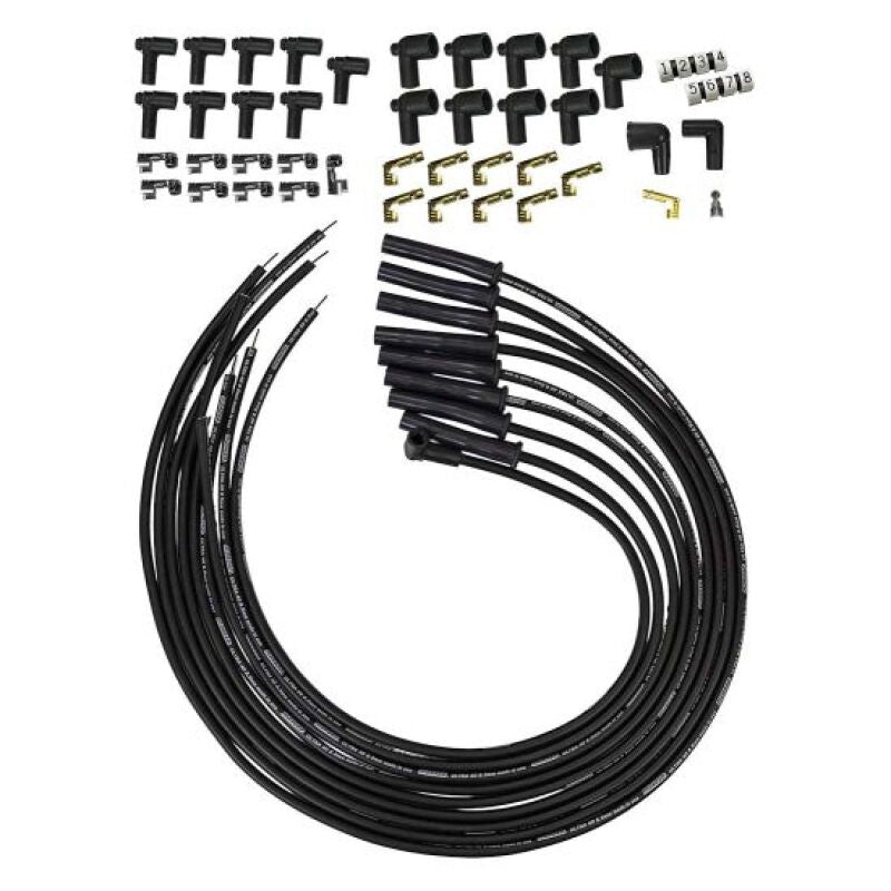 Moroso Universal HEI/Non-HEI Style Caps Ultra 40 8mm Multi-Angle Boot Spark Plug Wire Set - Black Spark Plug Wire Sets Moroso