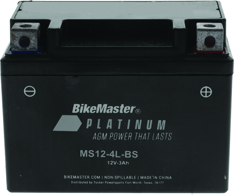 BikeMaster AGM Battery - MS12-4L-BS Batteries BikeMaster