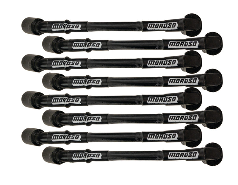Moroso GM LS 11in Long Coil On Plug 90 Deg Plug Sleeved Ultra Spark Plug Wire Set - Black Spark Plug Wire Sets Moroso