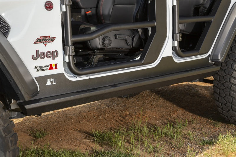 Rugged Ridge XHD Rock Sliders 18-20 Jeep Wrangler JL 4 Door Body Armor & Rock Rails Rugged Ridge
