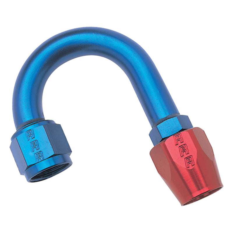 Russell Performance -12 AN Red/Blue 180 Degree Full Flow Hose End (1-1/2in Centerline Radius) Fittings Russell