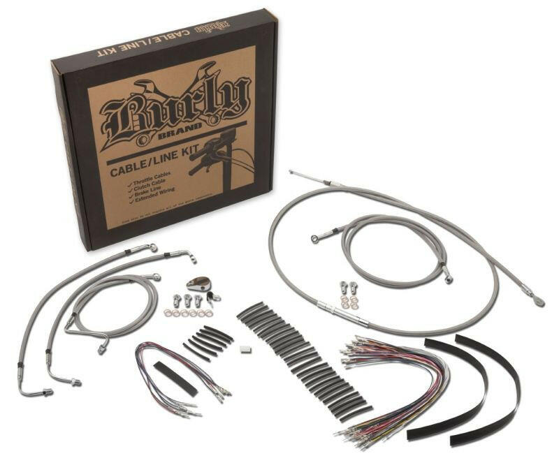 Burly Brand Control Kit 13in Bagger - Stainless Steel Throttle Cable Burly Brand