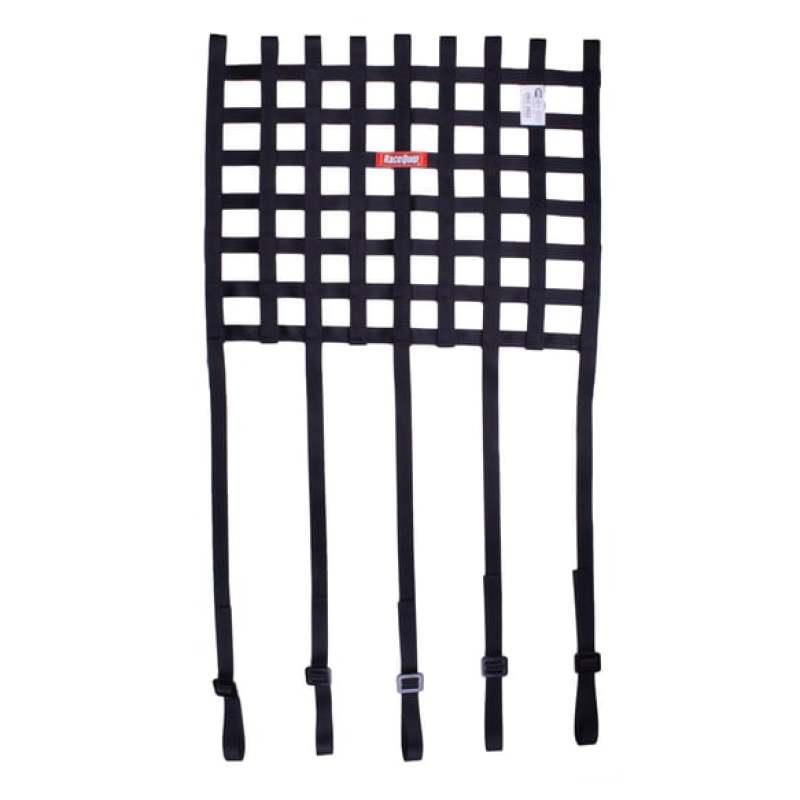 RaceQuip Ribbon Style Race Car Window Net w/1In Mounting Straps / SFI 27.1 Certified Blk 18 H X 18 W Window Nets Racequip