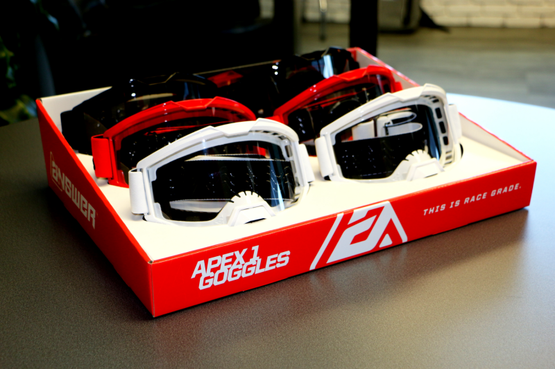 Answer Apex 1 Goggle Assortment with Display - 2 each of Black, White, Red Eyewear Answer