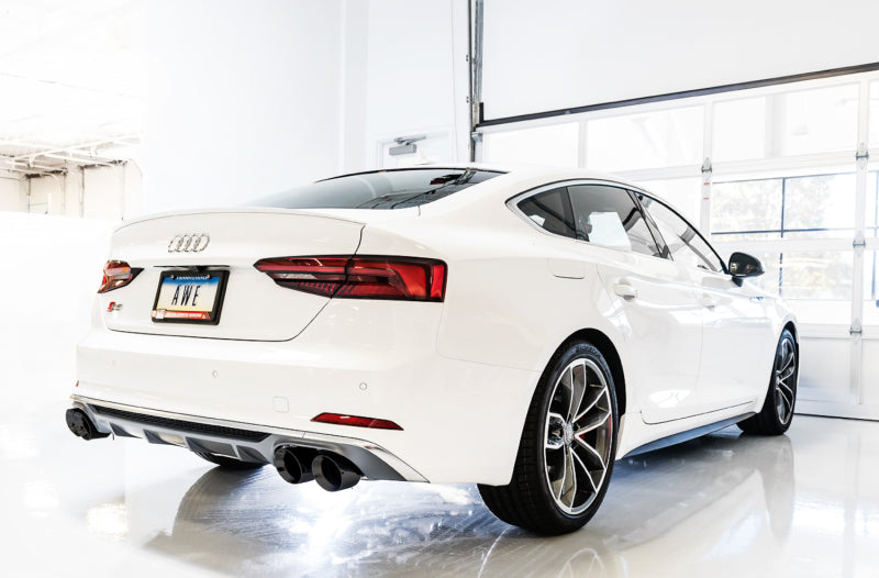 AWE Tuning Audi B9 S4 Touring Edition Exhaust - Non-Resonated (Black 102mm Tips) Catback AWE Tuning