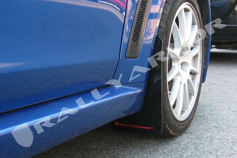 Rally Armor 08-17 Mitsubishi EVO X Black UR Mud Flap w/ Red Logo Mud Flaps Rally Armor