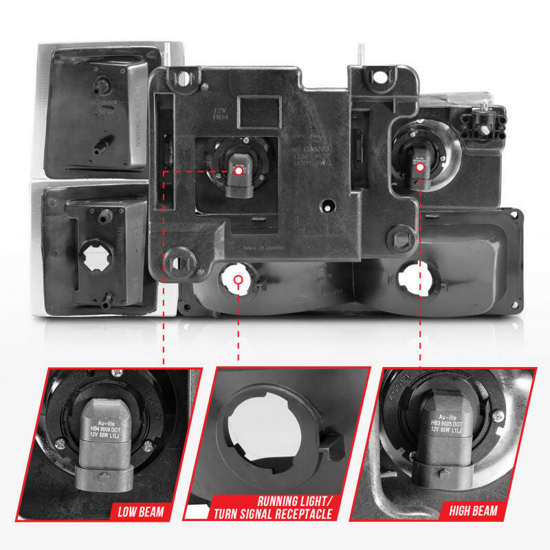 ANZO 88-98 Chevrolet C1500 Crystal Headlights Black Headlights ANZO