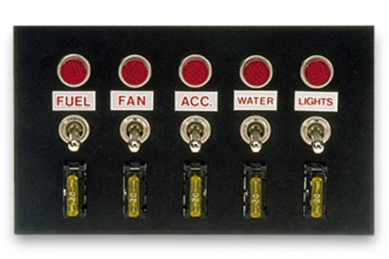 Moroso Toggle Switch Panel - Accessory - 4in x 6.75in - Five On/Off Switches Switch Panels Moroso