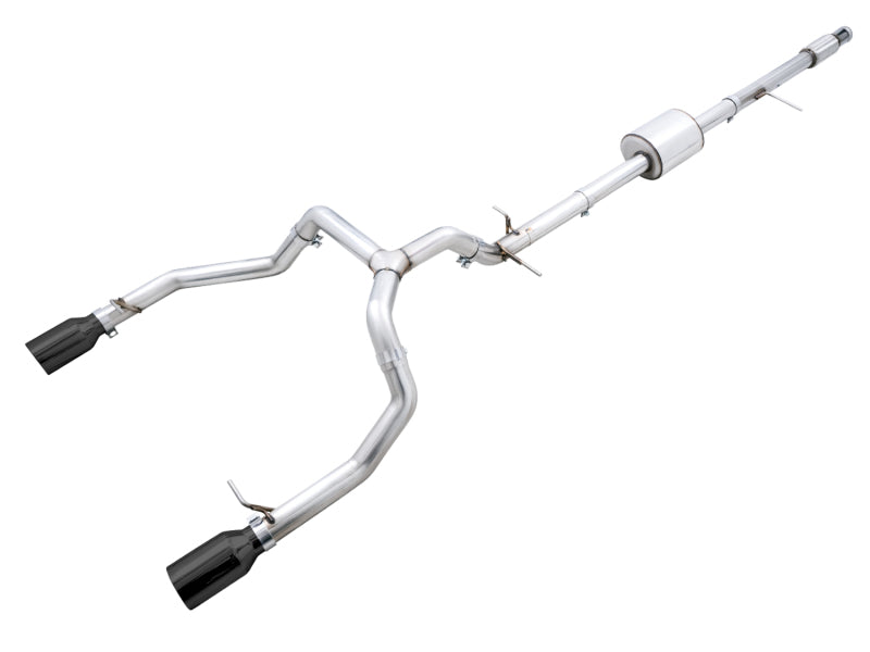 AWE Tuning 4th Gen GM 1500 5.3L 0FG Catback Split Rear Exit (Flat Bumper) - Dual Diamond Tips Catback AWE Tuning