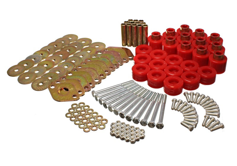 Energy Suspension Body Mount Set 1in Lift W/Hardware - Red Bushing Kits Energy Suspension