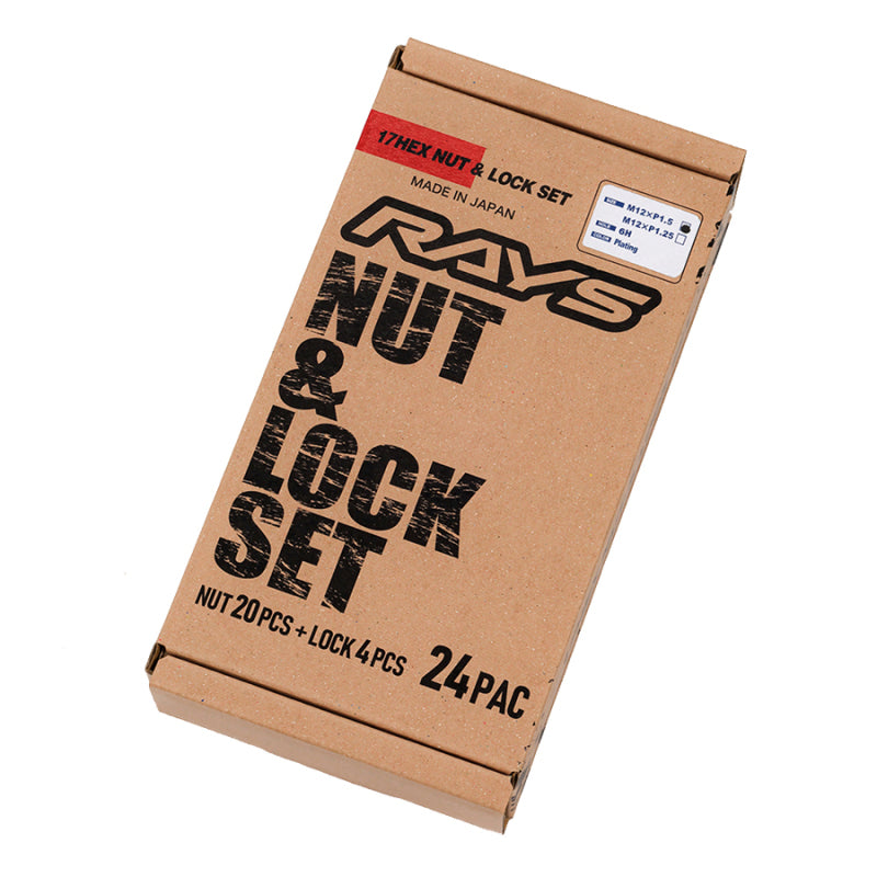 Rays M12x1.50 6 Hole 24pc Lock & Nut Set - Black Lug Nuts Rays