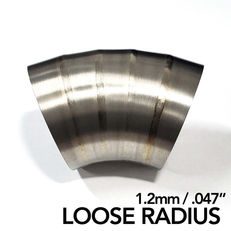 Ticon Industries 3in Dia 1.6D Loose Radius 45Deg Bend 1.2mm/.047in Pre Welded Titanium Pie Cut - 5pk Titanium Tubing Ticon
