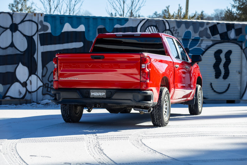 MBRP 19-24 GM 1500 Silverado/Sierra 2.7L T304 SS 3in Cat-Back w/ Single Side 4in Dual Wall Tip Axle Back MBRP