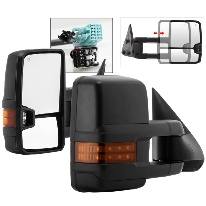 xTune Chevy Silverado 03-06 G2 Heated Amber LED Signal Telescoping Mirrors MIR-CS03S-G2-PWH-AM-SET Side Mirrors SPYDER